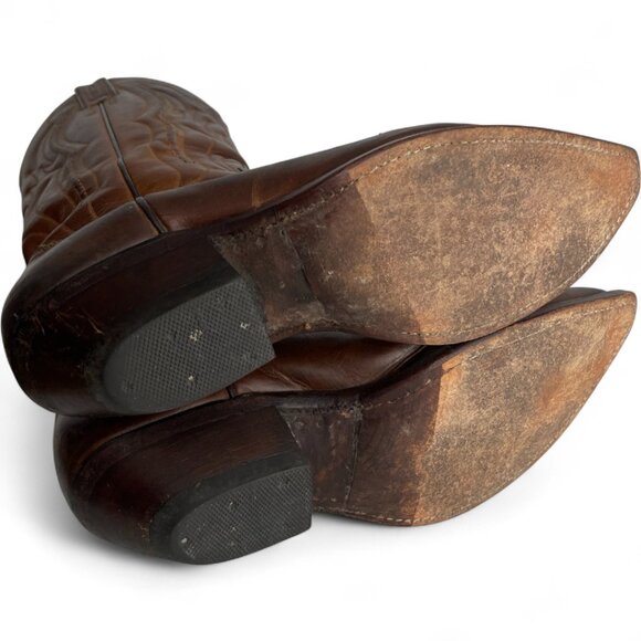 Boulet Brown Leather Western Cowboy Biker Boots Men's 9.5 - Picture 14 of 14